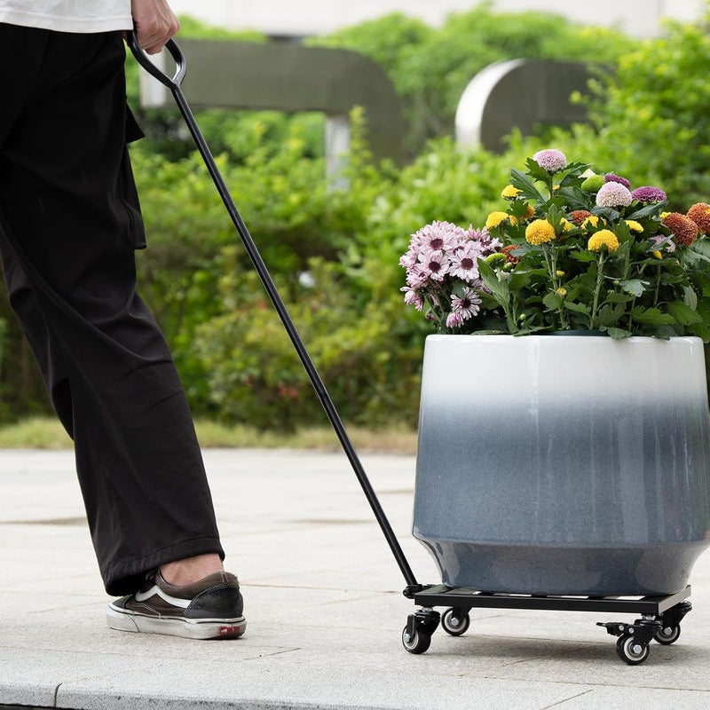 Goooxim Heavy Duty Plant Caddy with Wheels 12Inch - 200lb Weight Capacity - Steel Rolling Plant Stand for Indoor and Outdoor Use - Lockable Wheels - Black - Image 3